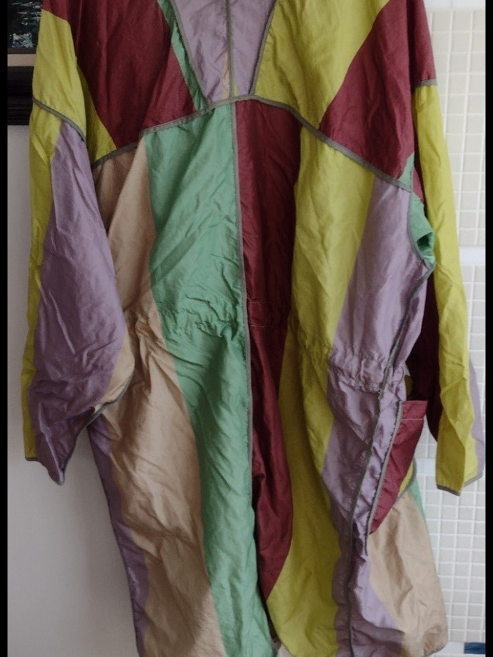 Vintage Colorblock Windbreaker Coat in Burgundy, Lime, Mint & Lavender